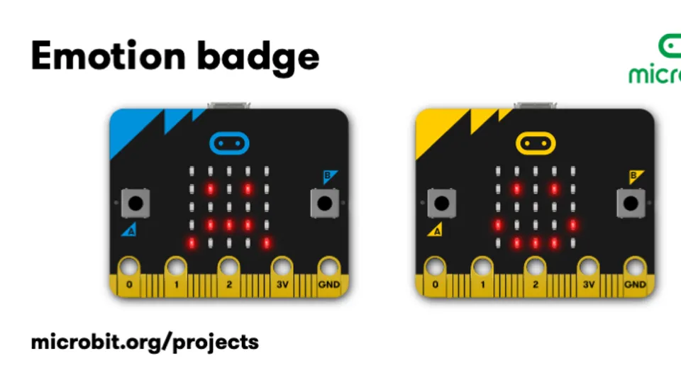micro:bit 情绪徽章：用按钮和 LED 显示表达心情