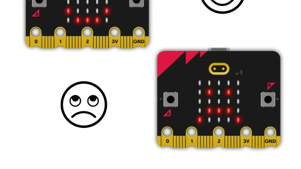 micro:bit 闪烁情绪徽章:用按钮和 LED 显示表情